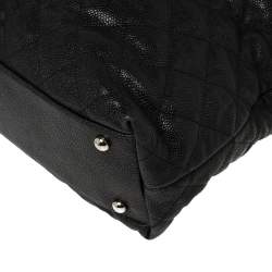 Pre Owned Chanel Black Quilted Caviar Leather French Riviera Bag