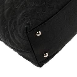 Pre Owned Chanel Black Quilted Caviar Leather French Riviera Bag