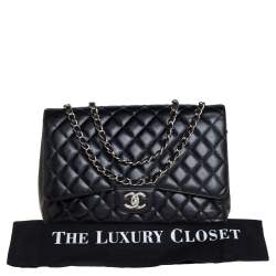 مملوكة مسبقًا Chanel Black Quilted Caviar Leather Maxi Classic Double Flap Bag