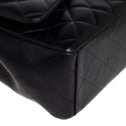مملوكة مسبقًا Chanel Black Quilted Caviar Leather Maxi Classic Double Flap Bag
