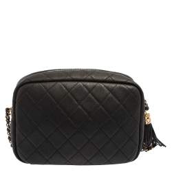 مملوكة مسبقًا Chanel Dark Grey Quilted Matte Caviar Leather Coco Camera Case Bag
