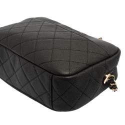 مملوكة مسبقًا Chanel Dark Grey Quilted Matte Caviar Leather Coco Camera Case Bag