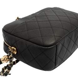 مملوكة مسبقًا Chanel Dark Grey Quilted Matte Caviar Leather Coco Camera Case Bag
