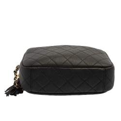 مملوكة مسبقًا Chanel Dark Grey Quilted Matte Caviar Leather Coco Camera Case Bag