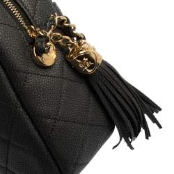 مملوكة مسبقًا Chanel Dark Grey Quilted Matte Caviar Leather Coco Camera Case Bag