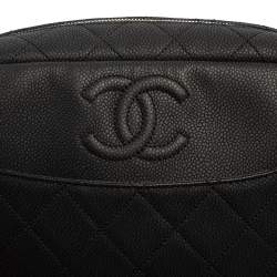 مملوكة مسبقًا Chanel Dark Grey Quilted Matte Caviar Leather Coco Camera Case Bag