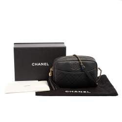مملوكة مسبقًا Chanel Dark Grey Quilted Matte Caviar Leather Coco Camera Case Bag