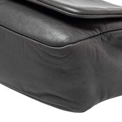 Pre Owned Chanel Grey Lambskin Leather Studded CC East West Flap Bag