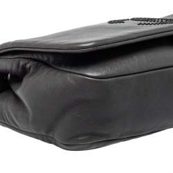 Pre Owned Chanel Grey Lambskin Leather Studded CC East West Flap Bag