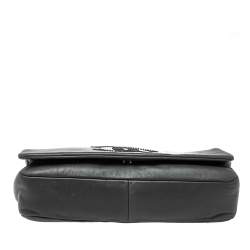 Pre Owned Chanel Grey Lambskin Leather Studded CC East West Flap Bag