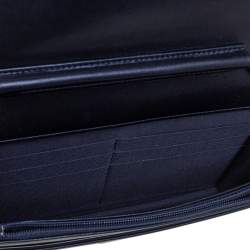 Pre Owned Chanel Navy Blue Chevron Lambskin Leather Studded Wallet On Chain