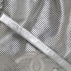 Pre Owned Chanel Silver Leather Perforated Rodeo Drive Grand Shopping Hobo