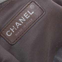 Pre Owned Chanel Silver Leather Perforated Rodeo Drive Grand Shopping Hobo