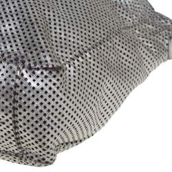 Pre Owned Chanel Silver Leather Perforated Rodeo Drive Grand Shopping Hobo