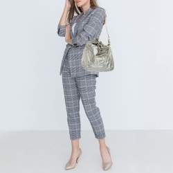 Pre Owned Chanel Silver Leather Perforated Rodeo Drive Grand Shopping Hobo