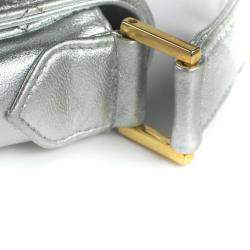 Pre Owned Chanel Silver Leather Vintage Shoulder Bag