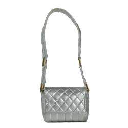 Pre Owned Chanel Silver Leather Vintage Shoulder Bag