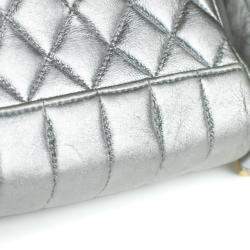 Pre Owned Chanel Silver Leather Vintage Shoulder Bag