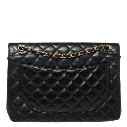 مملوكة مسبقًا Chanel Black Caviar Leather Maxi Classic Double Flap Bag