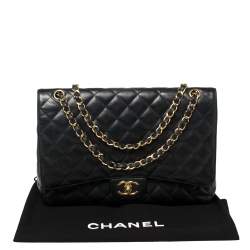 مملوكة مسبقًا Chanel Black Caviar Leather Maxi Classic Double Flap Bag