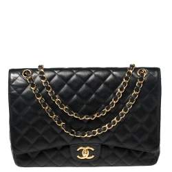 مملوكة مسبقًا Chanel Black Caviar Leather Maxi Classic Double Flap Bag