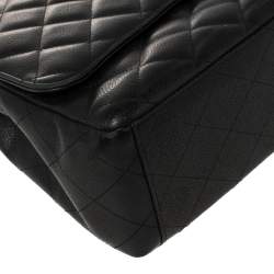 مملوكة مسبقًا Chanel Black Caviar Leather Maxi Classic Double Flap Bag