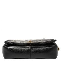 Pre Owned Chanel Black Glazed Leather Chain Handle Flap Bag