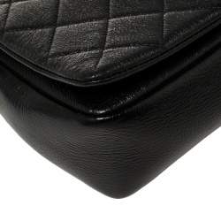 Pre Owned Chanel Black Glazed Leather Chain Handle Flap Bag