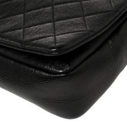 Pre Owned Chanel Black Glazed Leather Chain Handle Flap Bag