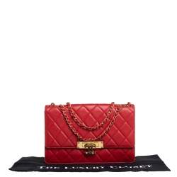 مملوكة مسبقًا Chanel Red Quilted Lambskin Leather Large Golden Class Flap Bag