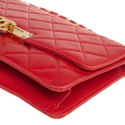 مملوكة مسبقًا Chanel Red Quilted Lambskin Leather Large Golden Class Flap Bag