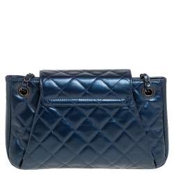 مملوكة مسبقًا Chanel Blue Glazed Leather Paris Seoul Accordion Flap Bag