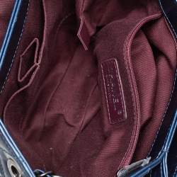 مملوكة مسبقًا Chanel Blue Glazed Leather Paris Seoul Accordion Flap Bag