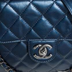 مملوكة مسبقًا Chanel Blue Glazed Leather Paris Seoul Accordion Flap Bag