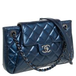 مملوكة مسبقًا Chanel Blue Glazed Leather Paris Seoul Accordion Flap Bag
