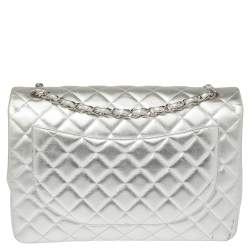 مملوكة مسبقًا Chanel Metallic Silver Quilted Leather Maxi Classic Single Flap Bag