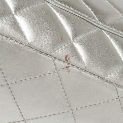 مملوكة مسبقًا Chanel Metallic Silver Quilted Leather Maxi Classic Single Flap Bag
