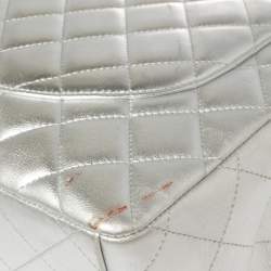 مملوكة مسبقًا Chanel Metallic Silver Quilted Leather Maxi Classic Single Flap Bag