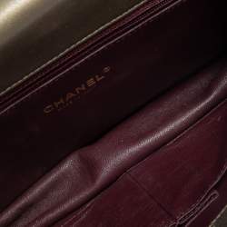 Pre Owned Chanel Metallic Brown Chevron Collar and Tie Flap Bag