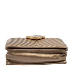 Pre Owned Chanel Metallic Brown Chevron Collar and Tie Flap Bag