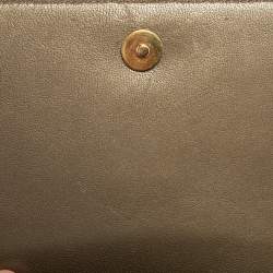 Pre Owned Chanel Metallic Brown Chevron Collar and Tie Flap Bag