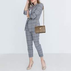 Pre Owned Chanel Metallic Brown Chevron Collar and Tie Flap Bag