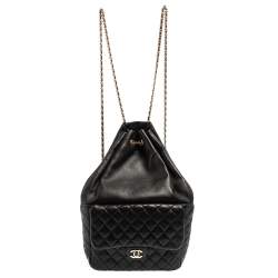Pre Owned Chanel Black Quilted Leather Seoul Backpack