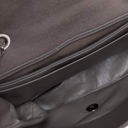 Pre Owned Chanel Dark Beige Quilted Jersey Jumbo Classic Single Flap Bag