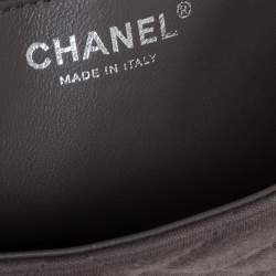 Pre Owned Chanel Dark Beige Quilted Jersey Jumbo Classic Single Flap Bag