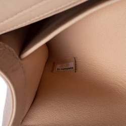 Pre Owned Chanel Beige Crumpled Lambskin Leather Mini Flap Bag 