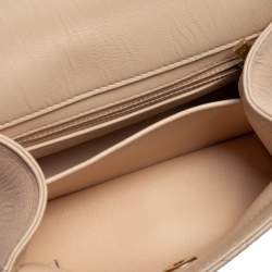 Pre Owned Chanel Beige Crumpled Lambskin Leather Mini Flap Bag 