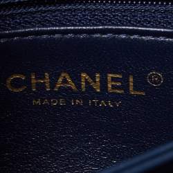 Pre Owned Chanel Navy Blue Quilted Lambskin Leather Small Trendy CC Flap Top Handle Bag