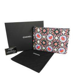 Pre Owned Chanel Multicolor Quilted Printed Canvas Dubai Paris O-Case Zip Pouch