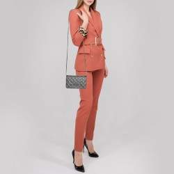 مملوكة مسبقًا Chanel Grey/Pink Quilted Leather Wild Stitch CC Wallet on Chain